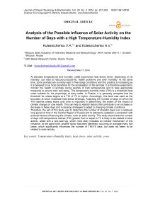 Analysis of the possible influence of Solar activity on the number of days with a high temperature-humidity index