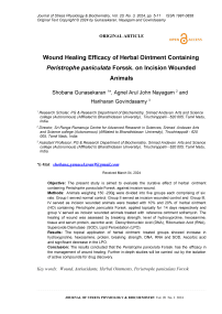 Wound healing efficacy of herbal ointment containing Peristrophe paniculata forssk. on incision wounded animals