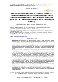 Ecotoxicological implications of Cascabela thevetia (L.) Lippold seed aqueous extract-mediated genetoxicity in Lathyrus sativus Nucleolus, Chana punctatus, and Gallus gallus RBC: a comparative biomarker-based toxicological bioassay