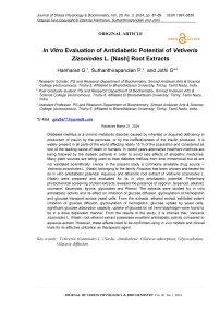 In vitro evaluation of antidiabetic potential of Vetiveria zizoniodes L. [Nash] root extracts