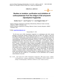 Studies on isolation, purification and inhibition of carboxylesterase from the midgut of fall armyworm (Spodoptera frugiperda)