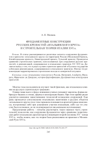 Фундаментные конструкции русских крепостей «итальянского круга» и строительная теория Италии XVI в