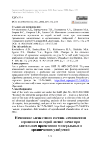 Изменение элементного состава компонентов агроценоза на серой лесной почве при длительном применении минеральных и органических удобрений