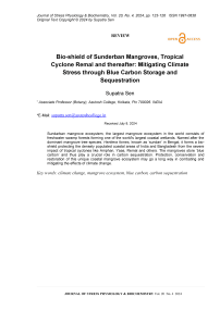 Bio-shield of sunderban mangroves, tropical cyclone remal and thereafter: mitigating climate stress through blue carbon storage and sequestration