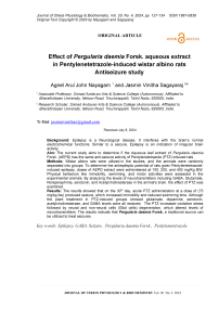 Effect of Pergularia daemia forsk. aqueous extract in pentylenetetrazole-induced Wistar albino rats antiseizure study