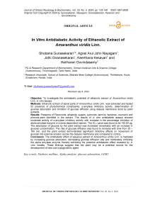 In vitro antidiabetic activity of ethanolic extract of Amaranthus viridis linn