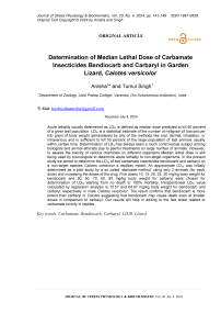 Determination of median lethal dose of carbamate insecticides bendiocarb and carbaryl in garden lizard, calotes versicolor