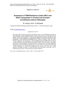 Expression of TDM resistance-linked ABC1 and ABC2 transporters in virulent and avirulent Cochliobolus sativus pathotypes