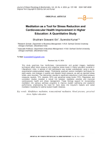 Meditation as a tool for stress reduction and cardiovascular health improvement in higher education: a quantitative study