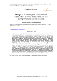 Changes in haematological, cholesterol and cortisol values in Syrian Awassi rams and ewes during winter and summer seasons