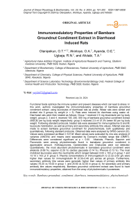 Immunomodulatory properties of bambara groundnut condiment extract in diarrhoeal induced rats