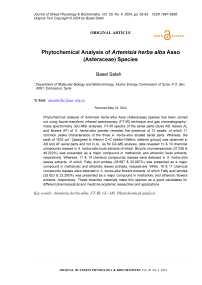 Phytochemical analysis of Artemisia herba alba asso (Asteraceae) species