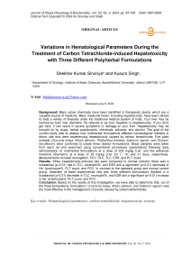 Variations in hematological parameters during the treatment of carbon tetrachloride-induced hepatotoxicity with three different polyherbal formulations