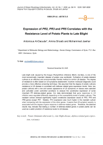 Expression of PR2, PR3 and PR5 Correlates with the Resistance Level of Potato Plants to Late Blight