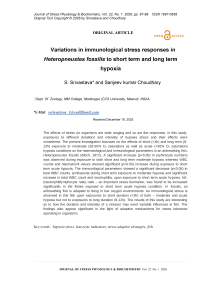 Variations in immunological stress responses in Heteropneustes fossilis to short term and long term hypoxia