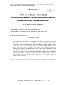 Influence of Benzene Hexachloride (Hexachlorocyclohexane) on Certain Endocrine Glands of South Indian Gerbil, Tatera indica cuvieri