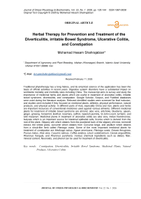 Herbal Therapy for Prevention and Treatment of the Diverticulitis, irritable Bowel Syndrome, Ulcerative Colitis, and Constipation