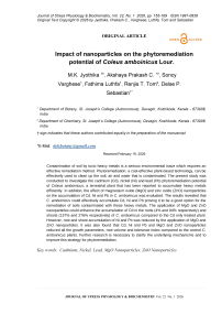 Impact of nanoparticles on the phytoremediation potential of Coleus amboinicus Lour.