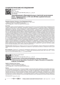 Трансформация образовательных стратегий выпускников школ: предпочтения к СПО или ВУЗам (сравнительный анализ 2018/2024 гг.)