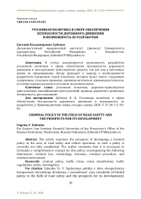 Уголовная политика в сфере обеспечения безопасности дорожного движения и возможность ее разработки