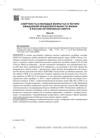 Смертность в молодых возрастах и потери ожидаемой продолжительности жизни в России по причинам смерти
