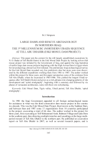 Large Dams and Rescue Archaeology in Northern Iraq: The 5th Millennium BC (Northern Ubaid) Sequence at Tell Abu Dhahir (Eski Mosul Dam Project)