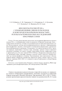 Фрагменты росписей XII в. с изображениями ликов из раскопок в Новгородском Юрьевом монастыре: результаты комплексных исследований красочных слоев