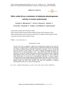 Nitric oxide (II) as a modulator of aldehyde dehydrogenase activity in human erythrocytes