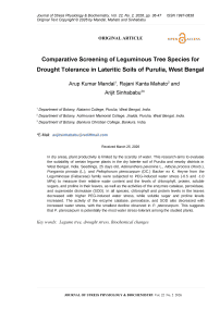 Comparative screening of leguminous tree species for drought tolerance in lateritic soils of Purulia, West Bengal