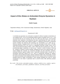 Impact of zinc stress on antioxidant enzyme dynamics in soybean