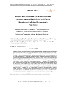 Autumn moisture stress and winter hardiness of semi-cultivated apple trees on different rootstocks: the role of peroxidase in resistance