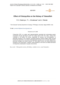 Effect of Chlorpyrifos on the Kidney of Teleostfish