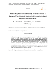 Copper Sulphate Induced Toxicity in Teleost Fishes: A Review of Physiological, Biochemical, Hematological and Reproductive Implications
