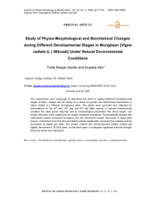 Study of Physio-Morphological and Biochemical Changes during Different Developmental Stages in Mungbean [Vigna  radiata (L.) Wilczek] Under Natural Environmental Conditions