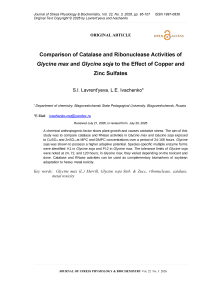 Comparison of Catalase and Ribonuclease Activities of Glycine max and Glycine soja to the Effect of Copper and Zinc Sulfates