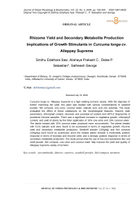 Rhizome Yield and Secondary Metabolite Production Implications of Growth Stimulants in Curcuma longa cv. Alleppey Supreme