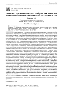 Цифровые платформы трудоустройства как механизм структурной трансформации российского рынка труда