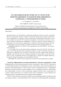 Реализация подсистемы ГИС в среде МСВС информационно-телекоммуникационного комплекса оповещения и связи