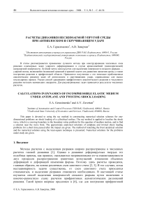 Расчеты динамики несжимаемой упругой среды при антиплоском и скручивающем ударе