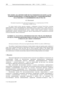 Численно-аналитический метод решения плоской задачи равнонапряженного армирования металлокомпозитных пластин при установившейся ползучести