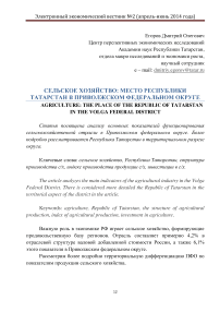 Сельское хозяйство: место Республики Татарстан в Приволжском федеральном округе