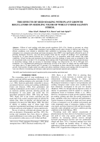 The effects of seed soaking with plant growth regulators on seedling vigor of wheat under salinity stress