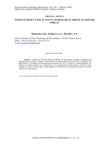 Активность нитратредуктазы у озимой пшеницы при тепловом шоке