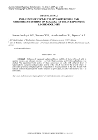 Influence of tert-butyl hydroperoxide and nitrosoglutathione on Escherichia coli cells expressing leghemoglobin