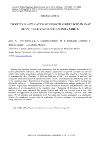 Exogenous application of growth regulators in snap bean under water and salinity stress