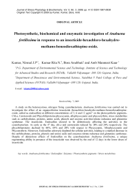 Photosynthetic, biochemical and enzymatic investigation of Anabaena fertilissima in response to an insecticide-hexachloro-hexahydro-methano-benzodioxathiepineoxide