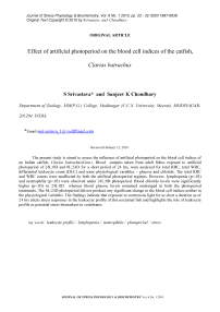 Effect of artificial photoperiod on the blood cell indices of the catfish, Clarias batrachus