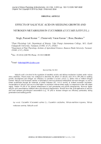 Effects of salicylic acid on seedling growth and nitrogen metabolism in cucumber (Cucumis sativus L.)