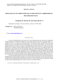 Repeated acute stress induced alterations in carbohydrate metabolism in rat