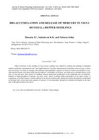 Bio-accumulation and release of mercury in Vigna mungo (L.) Hepper seedlings